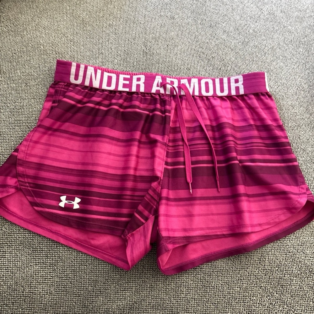 Under Armour Women's Magenta Striped Athletic Shorts